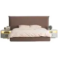 JVmoebel Schlafzimmer-Set Luxusbett Designbett Bettenanlage Nachttische Schlafzimmer Bett, (3-tlg., Bett+2x Nachttische), Made in Europa weiß