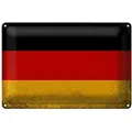 Roomando Metallschild Blechschild Flagge Deutschland 30x20cm Flag Germany Vintage 30x20