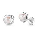 MIORE Schmuck Damen, 925 Sterling Silber, Perlen Ohrringe, Ohrstecker Silber 925 mit Weiße Süßwasser-Zuchtperlen, Hypoallergene Ohrringe Damen, Perlenschmuck in hochwertiger Schmuckbox