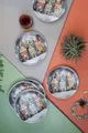 Kutahya Porzellan Magicland Kuchenteller Set 6-teilig – Dessertteller 21 cm mit Weihnachtsmotiv – Winter Geschirr, Spülmaschinengeeignet