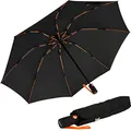 iX-brella Sturmschirm Voll-Fiberglas Taschenschirm groß 106 cm - mit farbigen Speichen - schwarz-orange
