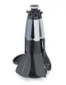 Joseph Joseph Elevate Küchenhelfer-Set, 6-teilig mit drehbarem Ständer, ergonomische Silikongriffe, antihaftbeschichtete Köpfe – Himmelblau