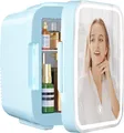 YASHE Mini Kühlschrank LED-Lichtspiegel 4-Liter-Kleinkühlschrank tragbar Blau