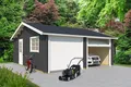 Garage Satteldach 44 mm Falkland mit Schwingtor grau 595x595 cm Lasita