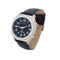 Marschall Deutsch sprechende Herren Funk-Armbanduhr I 1130L I Für Blinde, Senioren und Sehbehinderte I Datum- und Zeitansage I Extra große Zeiger I Schwarzes Lederarmband