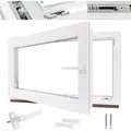 Kellerfenster Kunststofffenster weiß, BxH: 75 x 50 cm / 750 x 500 mm 3-fach Verglasung (32 mm) Dreh-Kipp inkl. Pilzkopfverriegelung, DIN Links (Gr... - Weiß