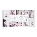 Relaxdays Bilderrahmen Familie, Fotorahmen für 10 Bilder, Collage Family zum Hinhängen, HxBxT: 36,5 x 72 x 2 cm, weiß