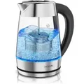 Arendo Wasserkocher mit Temperatureinstellung 40° - 100 °C, Teekocher aus Glas & Edelstahl mit Teesieb, Teebereiter, 1,7 l, 2200 W, Warmhaltefunk... - Silber