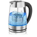 Arendo Wasserkocher mit Teesieb 1,7L Glaskörper 4 Temperaturstufen Edelstahl LED