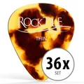 36 klassische Teardrop-Plektren Stärke "Thin" in Braun für Gitarre und Bass