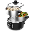 Cecotec Elektrischer Dampfgarer Vapovita Steelpot. Leistung 1300W, Edelstahlbehälter, 10L, einstellbare Zeit, Auto Abschaltung, einfache Reinigung, spezieller Deckel, gesundes Kochen, Sicherheit