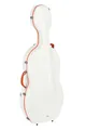 GEWA Celloetui FUN Series Polycarbonat 4/4 Weiss/Orange, Innenausstattung schwarz, 2 abnehmbare Rucksackriemen, Zubehörtasche, gepolsterte Schwebelagerung, zusätzlicher Seitengriff