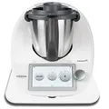 Gleitbrett aus Acryl | weiß glänzend | 33x28cm für Thermomix TM5 TM6 TM31 und vielen weiteren Küchengeräten | mit hochwertigen Teflongleitern für müheloses Verschieben | Made in Germany