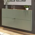 Lomadox Flurschrank Schuhschrank 140cm in grün mit Eiche ideal für schmale Flure