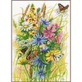 Lanarte Kreuzstich Stickpackungen Gezählter Kreuzstichbilder Set WILDBLUMEN UND SCHMETTERLINGE Wanddekoration Handarbeit Set für Erwachsene 30 x 43 cm Deko Bastelset Handwerker Kreative Geschenkset