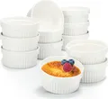 COM-FOUR® 12x Soufflé Förmchen Ø 11 cm - je 270 ml - Creme Brulee Schälchen aus Keramik - Ofenfeste Förmchen - Dessertschale und Pastetenförmchen für z.B. Ragout Fin - in weiß