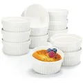 COM-FOUR® 12x Soufflé Förmchen Ø 11 cm - je 270 ml - Creme Brulee Schälchen aus Keramik - Ofenfeste Förmchen - Dessertschale und Pastetenförmchen für z.B. Ragout Fin - in weiß