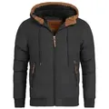 Indicode Winterjacke Herren Adeline Jacke Winter Herrenjacke mit Teddyfutter, gefütterte Kapuze schwarz XL (56)