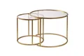 Hanah Home Elegantes Couchtisch-Set (2 Teile), Gold & Transparent, 60 x 60 x 43 cm | 4 mm Sicherheitsglas, 100% Metallrahmen | stilvoll & langlebig für Moderne Wohnräume