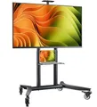 ONKRON TV Ständer rollbar für 55-90 Zoll Fernseher, max Belastung 90 kg, TV Rollwagen höhenverstellbar, VESA 200x200-800x600, professioneller Fernsehständer mit Rollen, Ablage Schwarz TS1871-B
