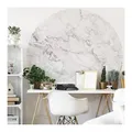K&L Wall Art Fototapete Fototapete Marmor Stein Shabby Chic Vliestapete Rund Vintage Steinoptik, Marmoroptik Tapete weiß 2.36 m x 2.36 m