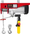 VEVOR Elektrischer Flaschenzug, 400 kg, 230 V, elektrische Seilwinde mit 4,3 m kabelgebundener Fernbedienung, 12 m Hubhöhe mit Einzelkabel, Einzel-/Doppelschlingen, Not-Aus, Hebezeug