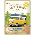 VW Bulli Blechschild 40 cm Volkswagen Get Away Adventure Camping