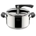 Lagostina Drucktopf La Classica Lagofusion, Drucktopf Ø 22 cm, Fassungsvermögen 5 l, mit Korb, Rezeptar und Ökodose, Griffe aus Bakelit, Gewichtsventil und Lagofusion