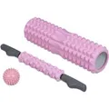 Relaxdays Faszienrollen Set EVA-Schaumstoff Rosa Noppen Mittelhart 3er Set 45 cm x 12,5 cm 51 cm x 5 cm ø 7,5 cm