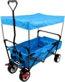 FUXTEC Bollerwagen Türkis FX-CT350 - mit Dach | Klappbar | bis 75Kg | inkl. Hecktasche | Feststellbremse | Vollprofilreifen | 122 cm x 60cm x 128cm Türkis