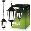 LUMILED Pendelleuchte Vintage Außen Hängelampe 230V Laterne Höhenverstellbar Schwarz Aluminium Glas Retro E27 Fassung für Garten IP44 - Schwarz