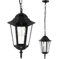 Lumiled Pendelleuchte Vintage Hängelampe 230V Laterne mit Kette Höhenverstellbar Gefertigt aus Aluminium in Schwarz Optik und Glas in Klar Scheiben Wasserdicht Retro für alle E27 Leuchtmittel