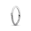PANDORA ME Pavé & Weiß Doppelring aus Sterling Silber mit klaren Cubic Zirkonia Steinchen in der Größe 56, 192528C02-56