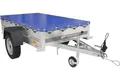 UNITRAILER Garden Trailer 200 Kipp mit Stützrad und Blauer Plane, Kippbare Deichsel, Einachsig