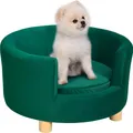 PawHut Hundesofa mit Weichem Bezug Rundes Hundebett Haustiersofa mit Holzbeinen