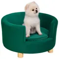 Hundesofa mit Weichem Bezug Rundes Hundebett Haustiersofa mit Holzbeinen