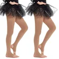 2 Paar Mädchen Ballett Strumpfhosen 40 Denier Convertible Fuß Steigbügel Tanz...