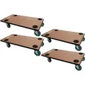 Mega Deal 4x Profi Transportroller HERCULES | BxT 30x60 cm | Traglast 200 kg | 4 Gummirollen & Griff | Sperrholzplatte | Rollbrett für Möbel Möb...
