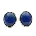 Ohrstecker Ohrschmuck aus Lapis-Lazuli & 925 Silber rhodiniert oval dunkel-blau