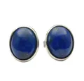 Schmuck Krone Paar Ohrstecker Ohrstecker aus Lapis-Lazuli & 925 Silber, oval, Silber 925