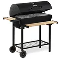 BBQ-Toro Holzkohle Grillwagen mit Deckel | Ø 80 x (L) 42 cm | Premium Holzkohlegrillwagen fahrbar, inkl. Thermometer, Warmhalterost, Holz Ablagen | Smoker, Holzkohlegrill, Barbecue Grill, Holz Grill