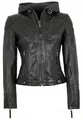 Gipsy - Damen Lederjacke Bikerjacke Lammnappa Kapuze schwarz