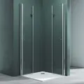 Mai & Mai Duschkabine Inkl. Duschtasse Falttür 180° Klarglas 75x75x190cm ESG Klappbar & Faltbar Duschtür Lotus-Effekt NANO Eckeinstieg R26 - Transparent