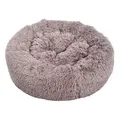 Dehner Tierbett Hunde-/Katzenbett Cookie, verschiedene Größen, pflegeleichtes Plüsch Hundebett/Katzenbett, Wende-Liegekissen braun 76 cm x 76 cm