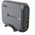 FORCELL F-ENERGY GaN III VT-51 Desktop Ladegerät 3 x Typ C + 2 x USB A PD QC4.0 SFC2.0 5A 200W Grau