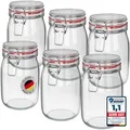 Wellgro Vorratsglas Einmachgläser mit Bügelverschluss rund, Fermentierglas, (6-tlg) 1140 ml