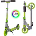 Apollo Scooter LED - Skyracer Led | City Scooter mit Federung| City Roller für Kinder klappbar | Tretroller Kinder ab 5 Jahre | sportlicher Cityro... - Grün/Grau