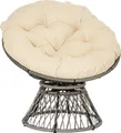 Outsunny Papasansessel Korbsessel mit Sitzpolster 360° drehbar Kunstrattan Beige