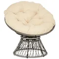 Outsunny Papasansessel Korbsessel Sessel mit Polster 360 Grad Rattan Beige B87 x T97 x H86 cm
