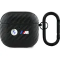 BMW Etui Carbon Double Metal Logo na AirPods 4 - czarne (Kopfhörer Hülle) (BMW000979-0)